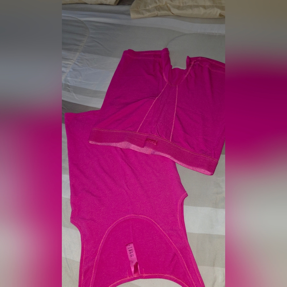 SKIMS Pink Pajama Set Soft Stretchy Sleepwear